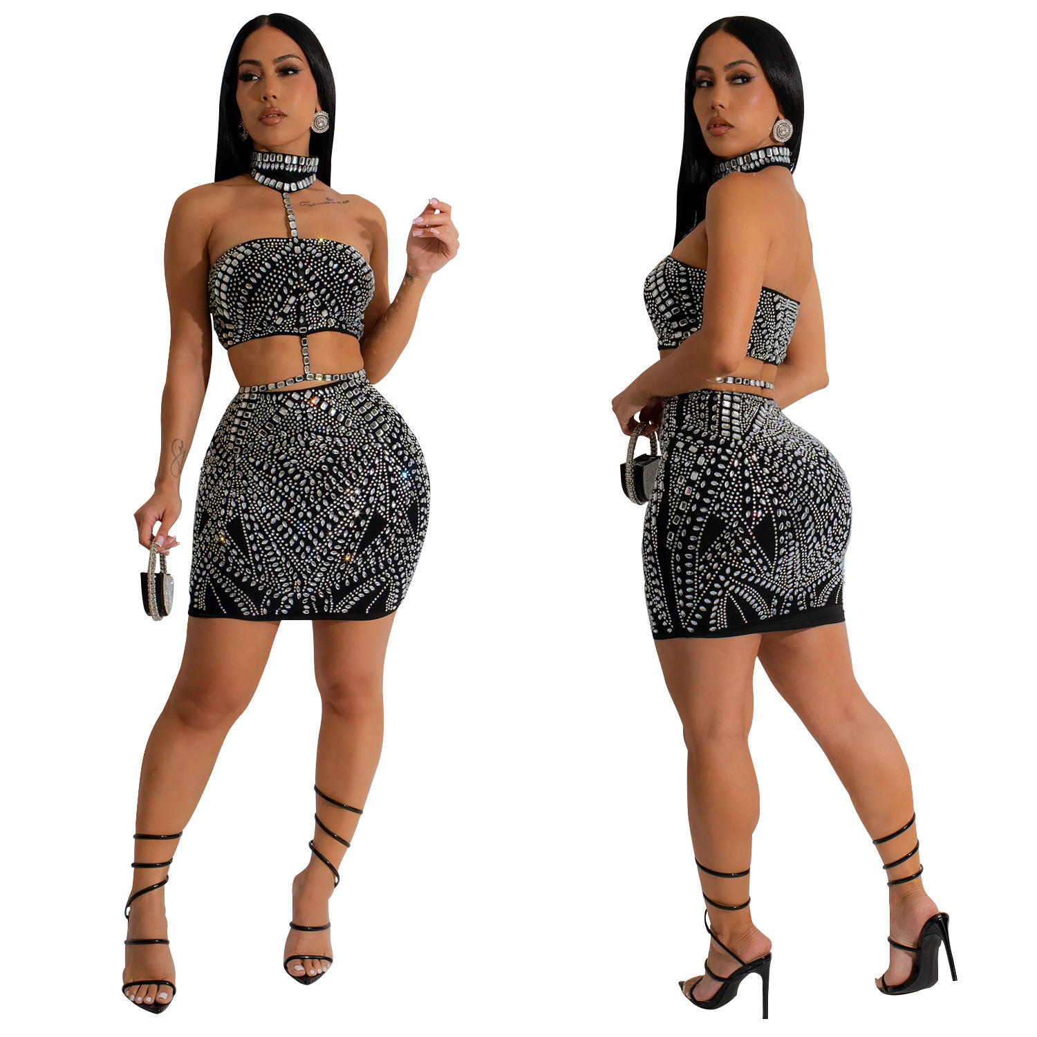 C6977 Aliexpress transfronterizo Amazon estación independiente de moda europea y americana ropa de mujer sin mangas cinturón de perforación caliente vestido mujer