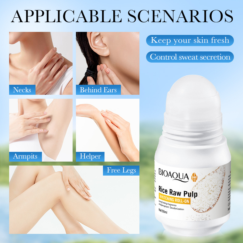 Inglés completo BIOAOUA pulpa de arroz cruda perlas de perfume antiperspirante loción de perfume refrescante bola comercio exterior transfronterizo al por mayor image 3