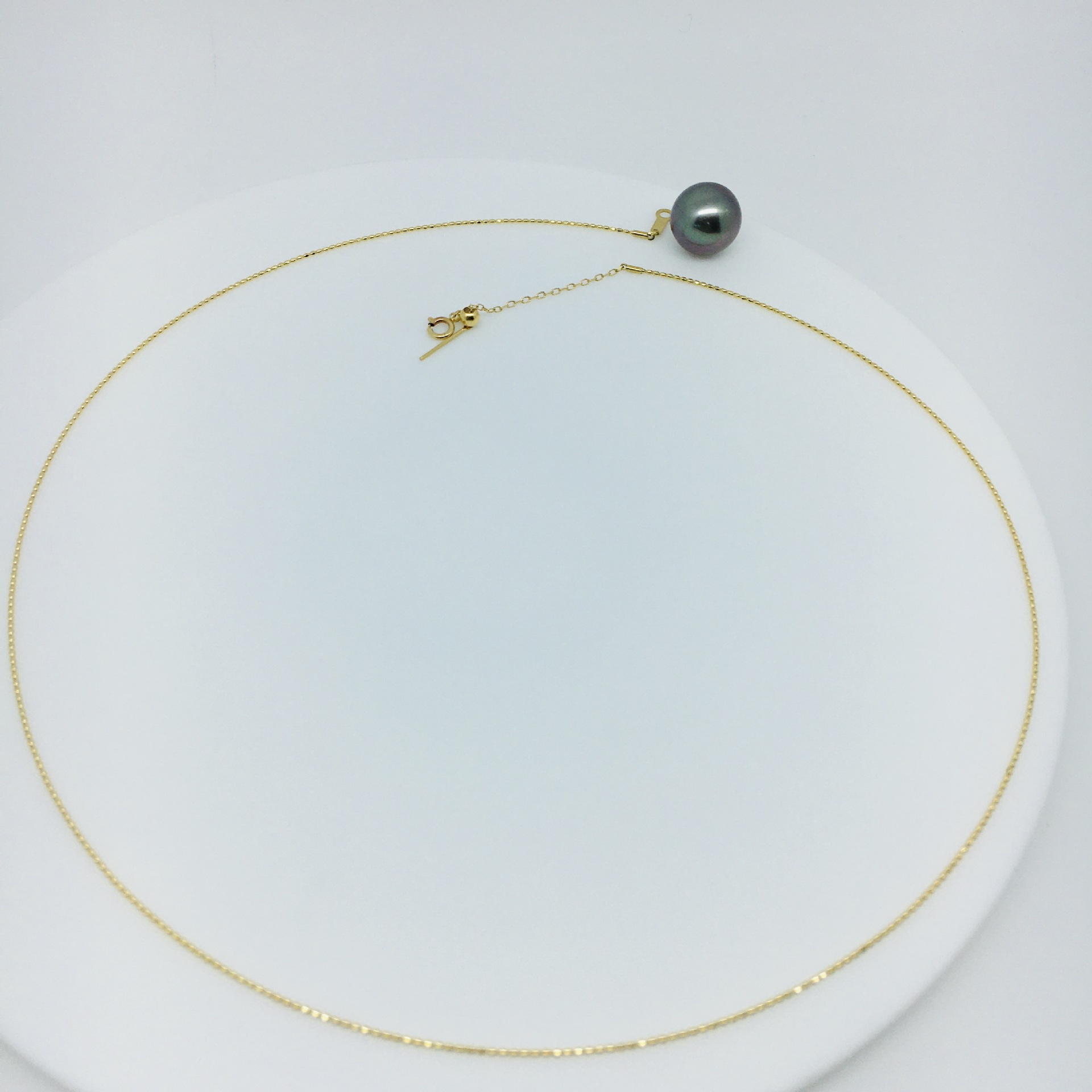 简约G18K黄金弹力项圈豆豆项链毛衣链可调节针式锁骨链项圈 女|ms