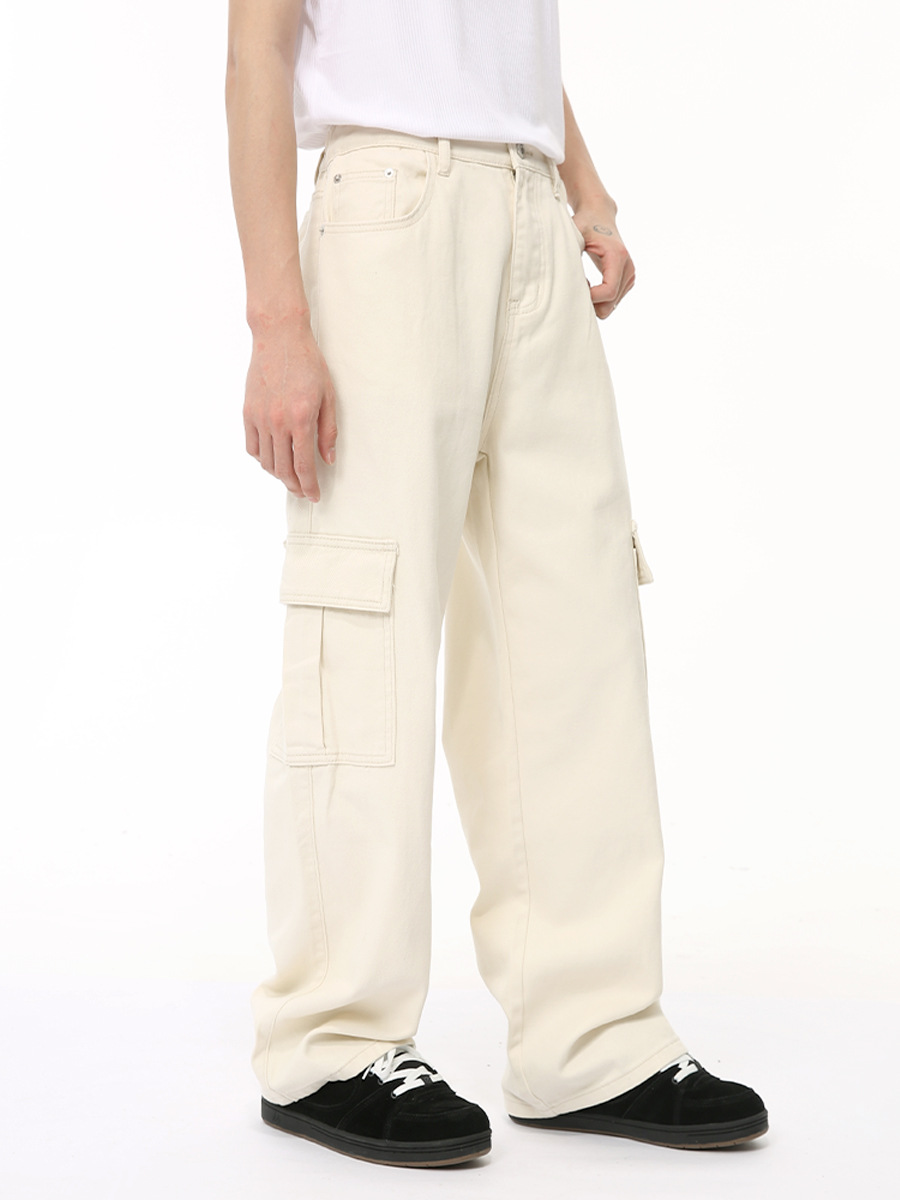 Ropa para hombre MTLCLOTHES | Vaqueros cargo elásticos de estilo retro urbano, holgados y elegantes, con múltiples bolsillos.