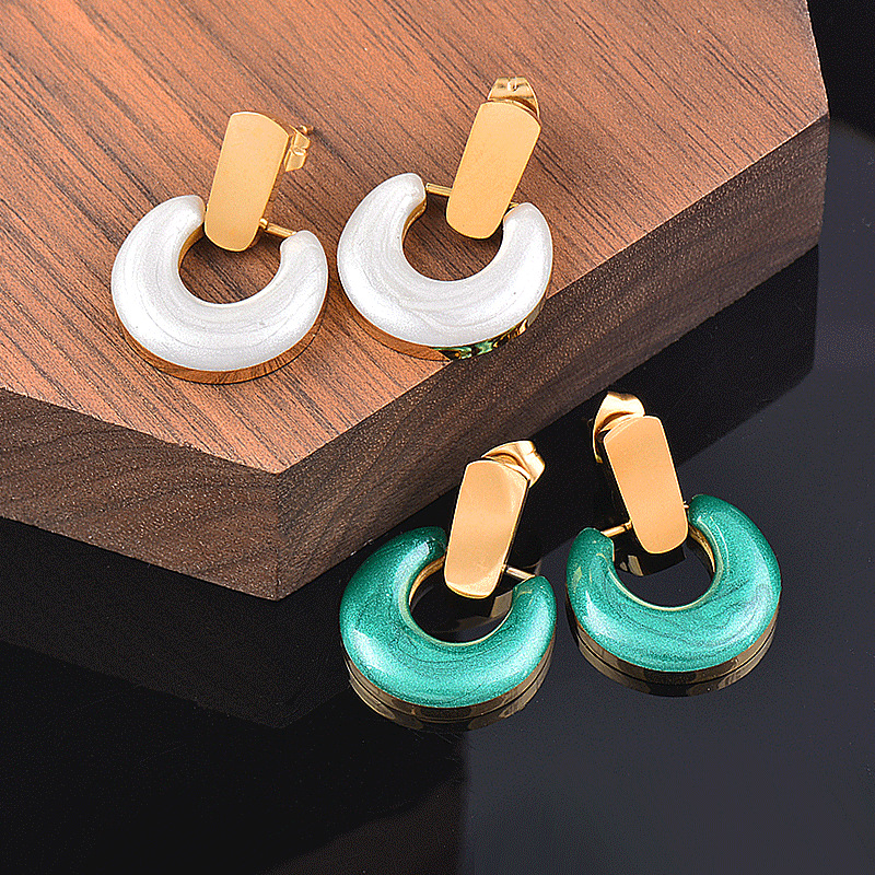 Fashion Geometric Titanium Steel Plating Drop Earrings 1 Pair