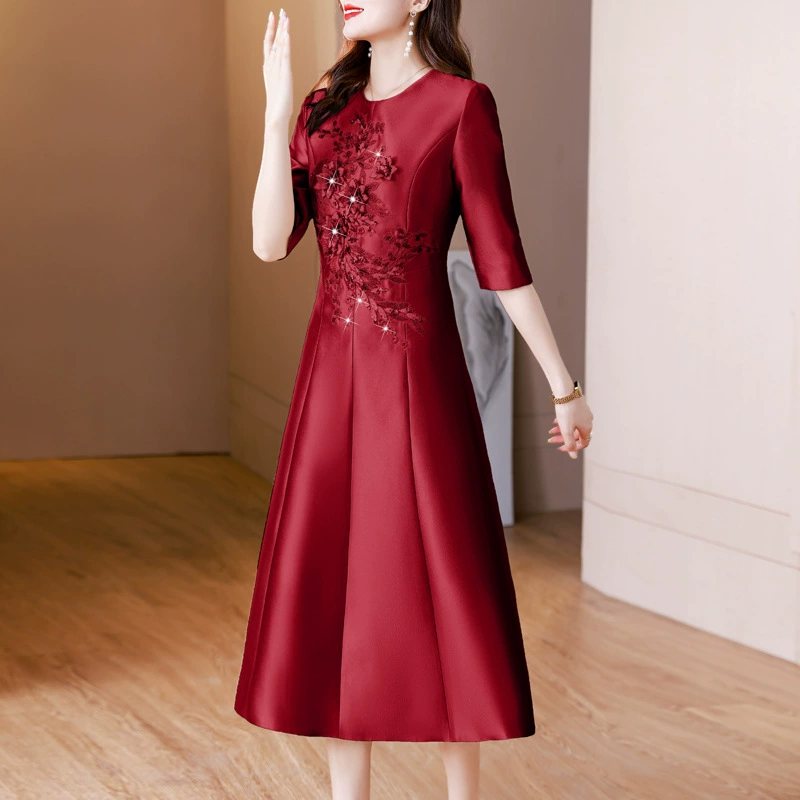 Си свекровь свадебное платье 2023 Осень Новая мода элегантное Ретро тяжелое платье с вышивкой пайетками