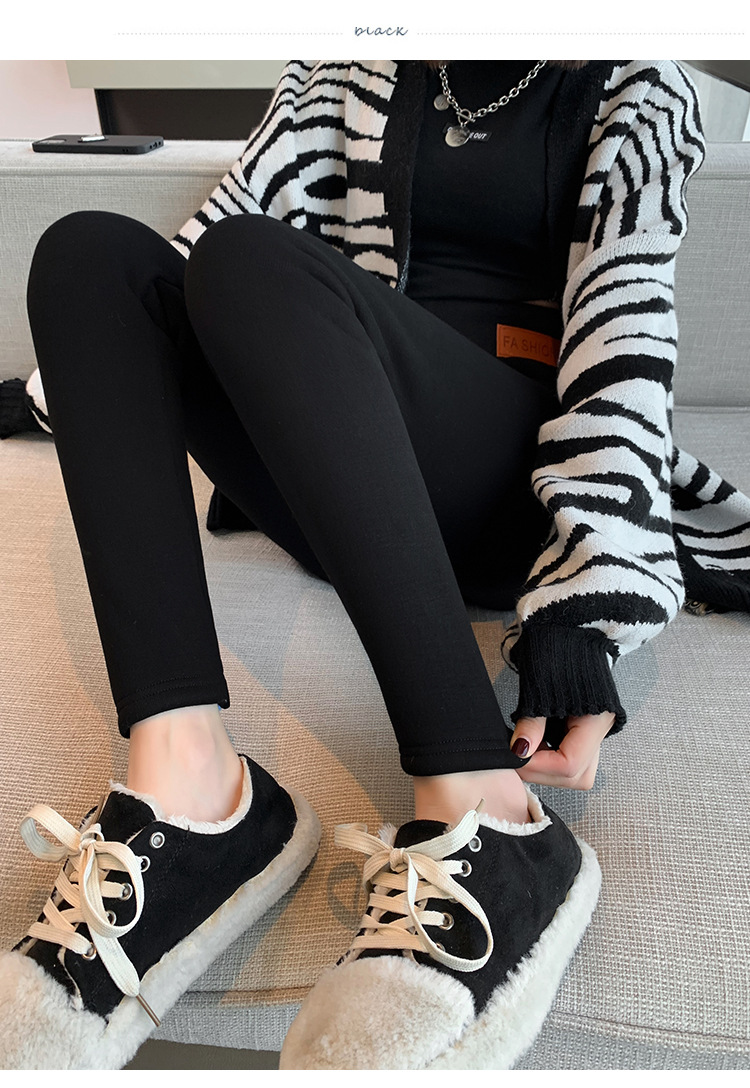 Abbigliamento donna leggings in pelle di agnello con bordo in velluto leggero collant da donna pantaloni caldi_voghion.com