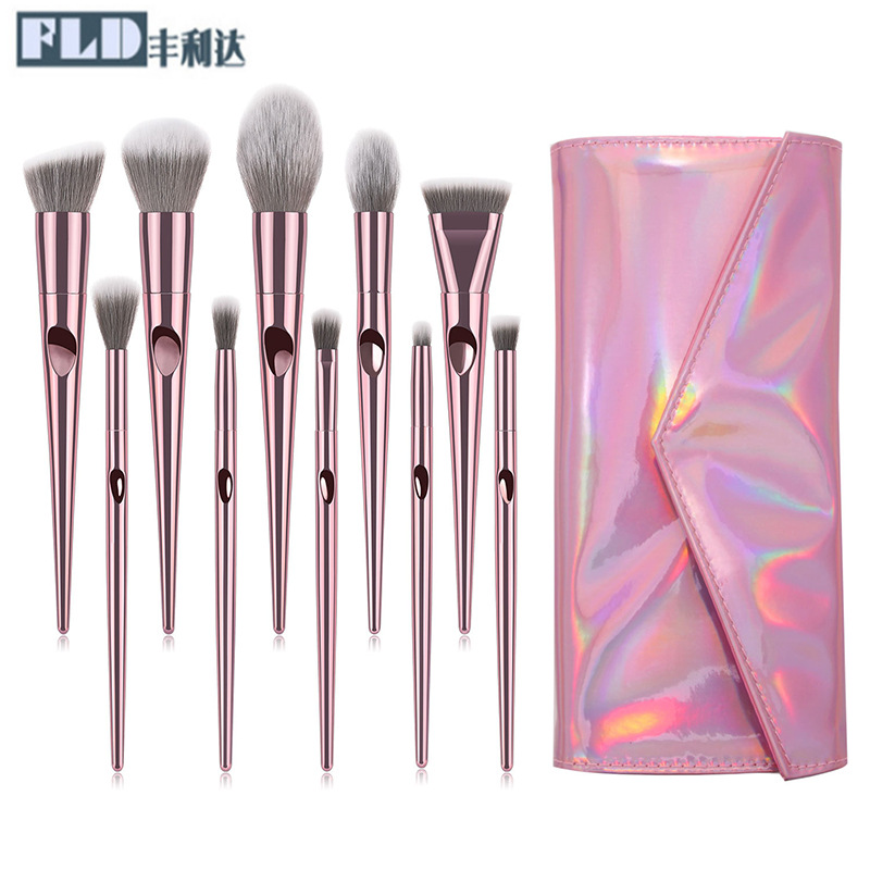 Herramientas de maquillaje, juego de brochas de maquillaje de 10 piezas, juego completo de brochas para sombra de ojos, brochas para colorete, brochas para polvos sueltos, herramientas de belleza para principiantes