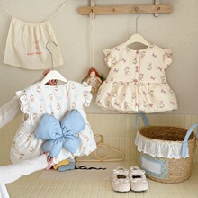 25晚莞新款儿童印花蝴蝶结羽绒棉马甲婴儿宝宝内外穿秋冬加厚背心