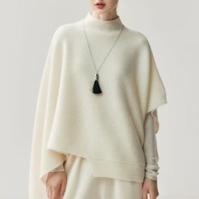 山羊绒披肩秋冬外搭时尚高领不规则加厚披肩针织衫感韩版斗篷