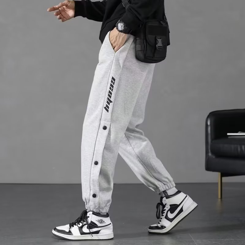 Autumn Casual Pants Men'sy Brand High Street Small Leg Pants Nine-Point Pants Workwear Tie-Leg Sweatpants