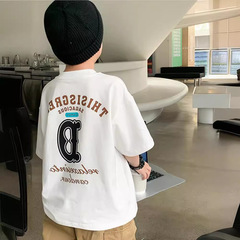 2024年夏季新款T恤洋氣時尚男童寶寶韓版休閒寬鬆短袖打底衫批發