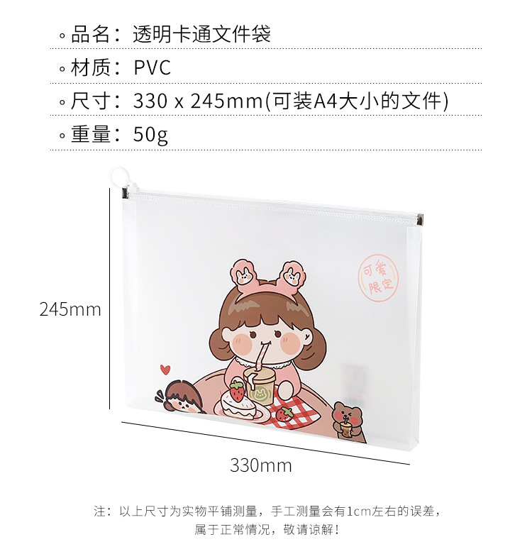 Cute Transparent Large Capacity Portable File Bag