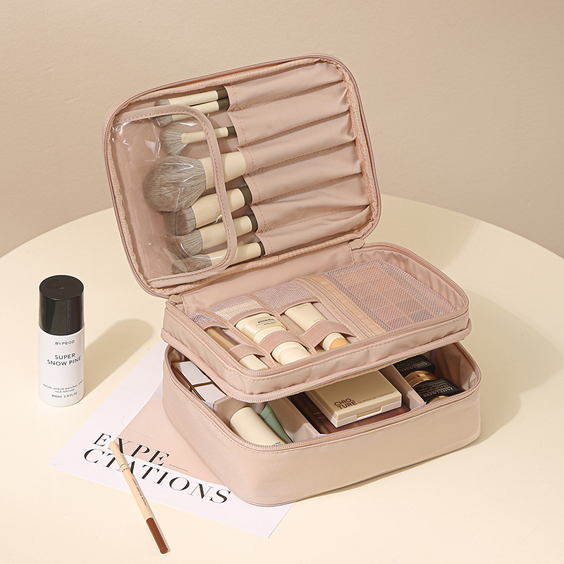 T400 double layer cosmetic bag-lotus pink