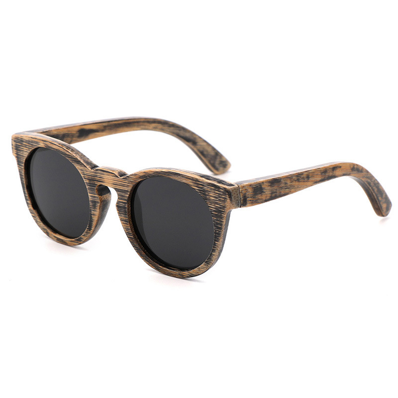 Factory custom spot cross-border retro children's sunglasses small face men's and women's full frame polarized bamboo glasses