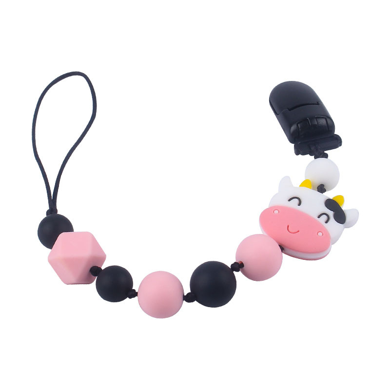 Suministros para bebés de silicona vaca chupete cadena bebé mordedor palo cadena anti-caída Amazon nueva cadena anti-perdida