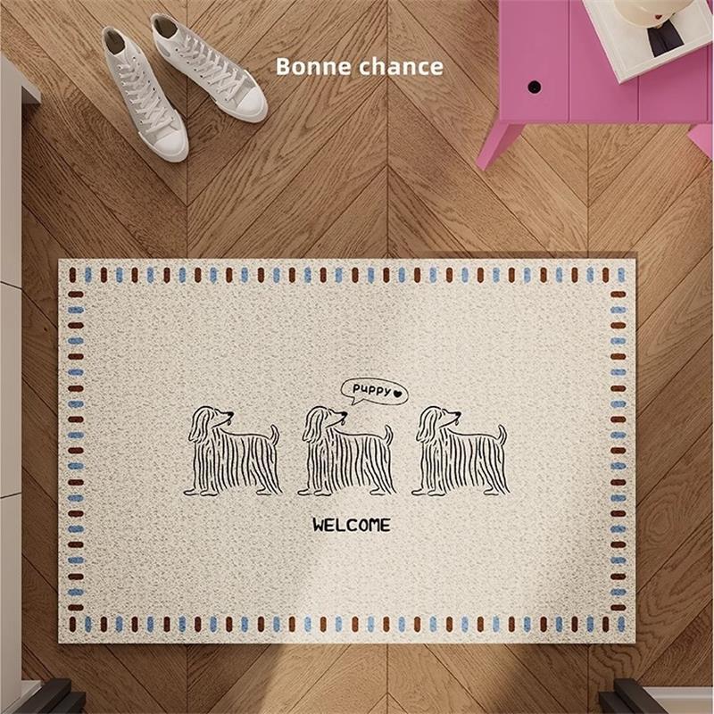 美拉德入户门地垫中古风丝圈防滑脚垫进门玄关门厅半圆形除尘地毯