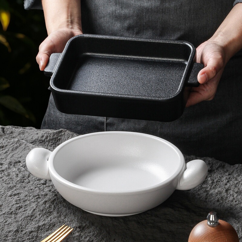 TaiDe melamine plates, thickened rectangular deep plates, creative serving dishes for restaurants and hotels, double-eared plates for stir-frying, tableware set TaiDe melamine plates, thickened rectangular deep plates, creative serving dishes for restaurants and hotels, double-eared plates for stir-frying, tableware set