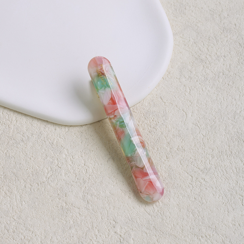 韓国版ゴールドラベルかわいい小さなバゲットワンラインクリップフレンチ酢酸質感ソリッドカラーサイド前髪クリップヘアアクセサリー|undefined