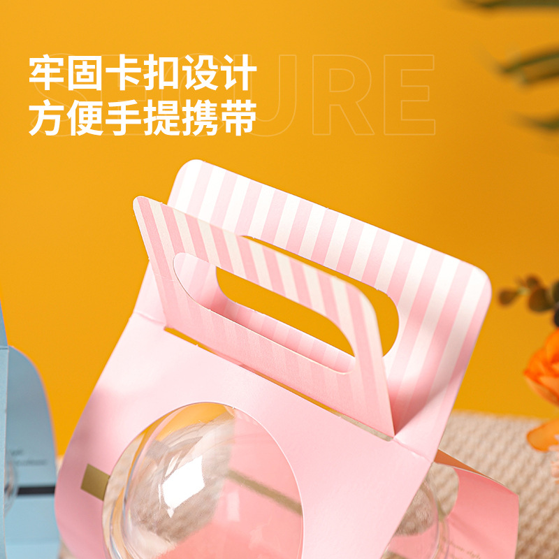 Caja de pastel de bola de mousse portátil Ensalada de frutas redonda transparente Caja de embalaje Ventana abierta Batido Embalaje de arroz Boqi Caja vacía