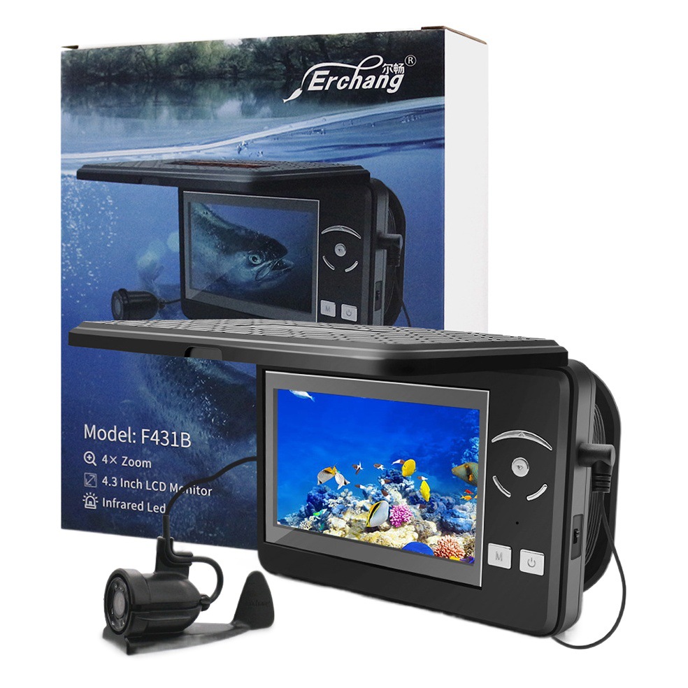 Buscador de Peces Visual Erchang 4.3 con Visión Nocturna, Monitor de Video Infrarrojo para Pesca, Cámara en Existencia para Pesca Nocturna