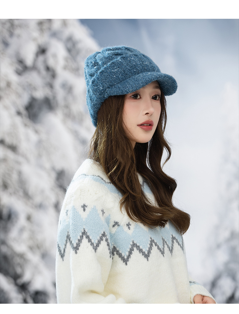 Warm Men's Sequin Duckbill Cap With Ear Protection For Winter_voghion.com