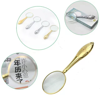 批发 俄罗斯边贸欧式金色玻璃珠宝石头镜片小花柄阅读手持放大镜