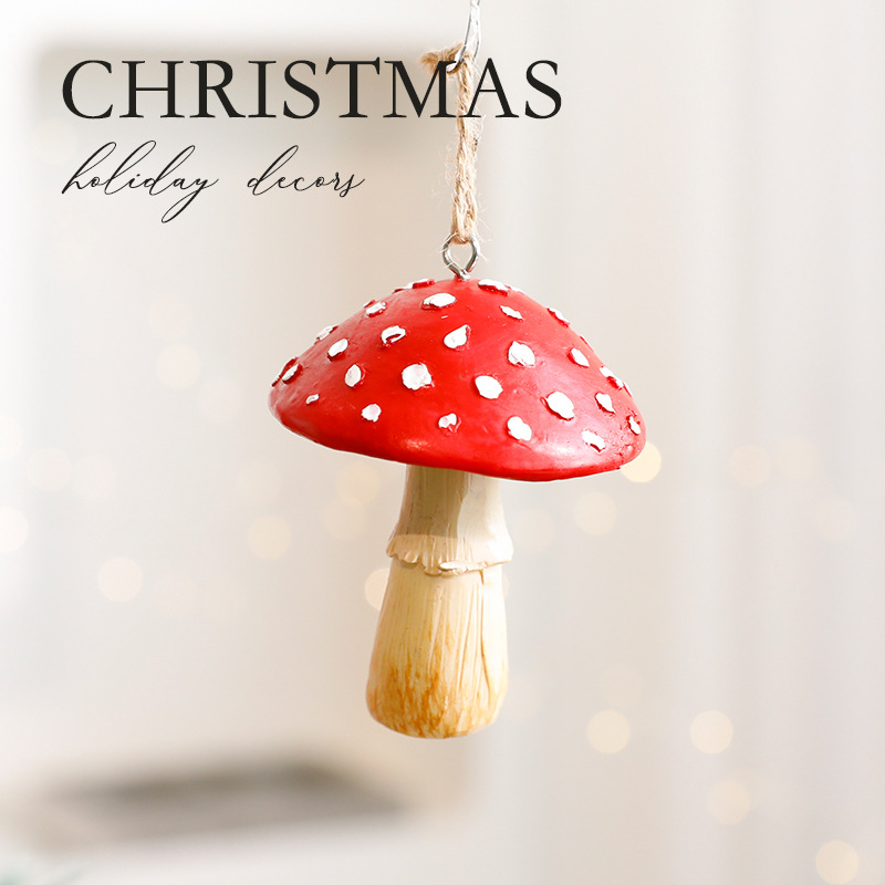 Mushroom Christmas Ornaments Set – 12-Pack Whimsical Holiday Decor For Tree & Home (Wooden Painted Mini Mushrooms With Hooks, Rustic Cottage Decor)_voghion.com