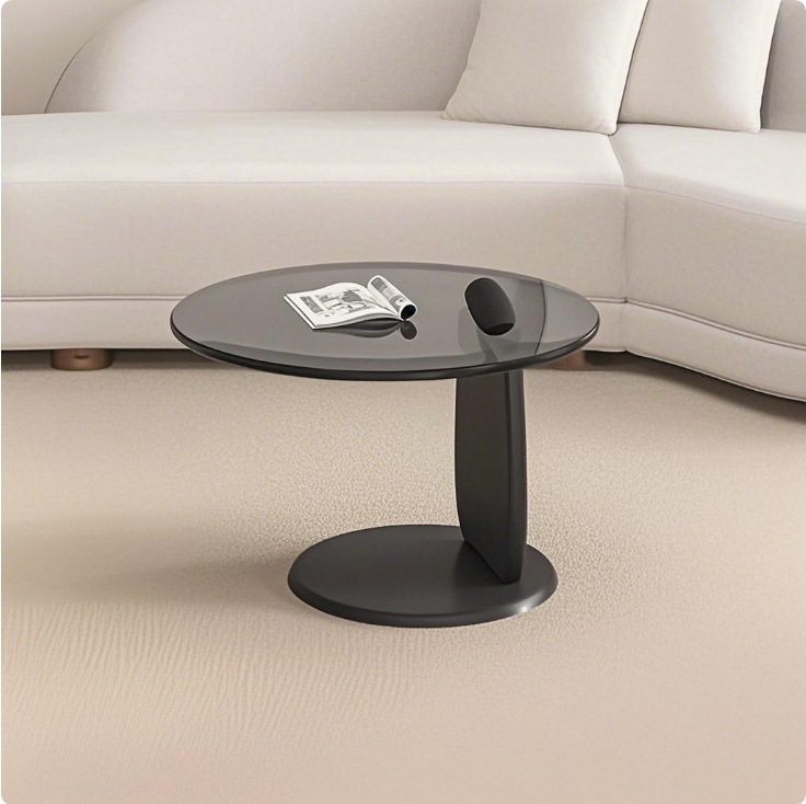 Fábrica directa de fábrica directa pequeña sala de estar de vidrio temperado mesa de té redonda combinación de mesa de té de lujo ligera