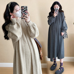 妊婦服秋のファッションママの新しいワンピース秋冬セットファッション怠惰なニットベストスカート2点セット