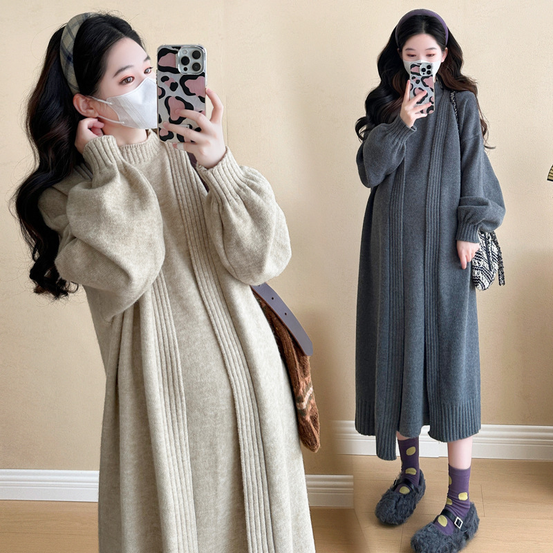 Pregnant women's clothing autumn fashion mom new dress autumn and winter suit fashion lazy wind knitted vest skirt two-piece set Pregnant women's clothing autumn fashion mom new dress autumn and winter suit fashion lazy wind knitted vest skirt two-piece set