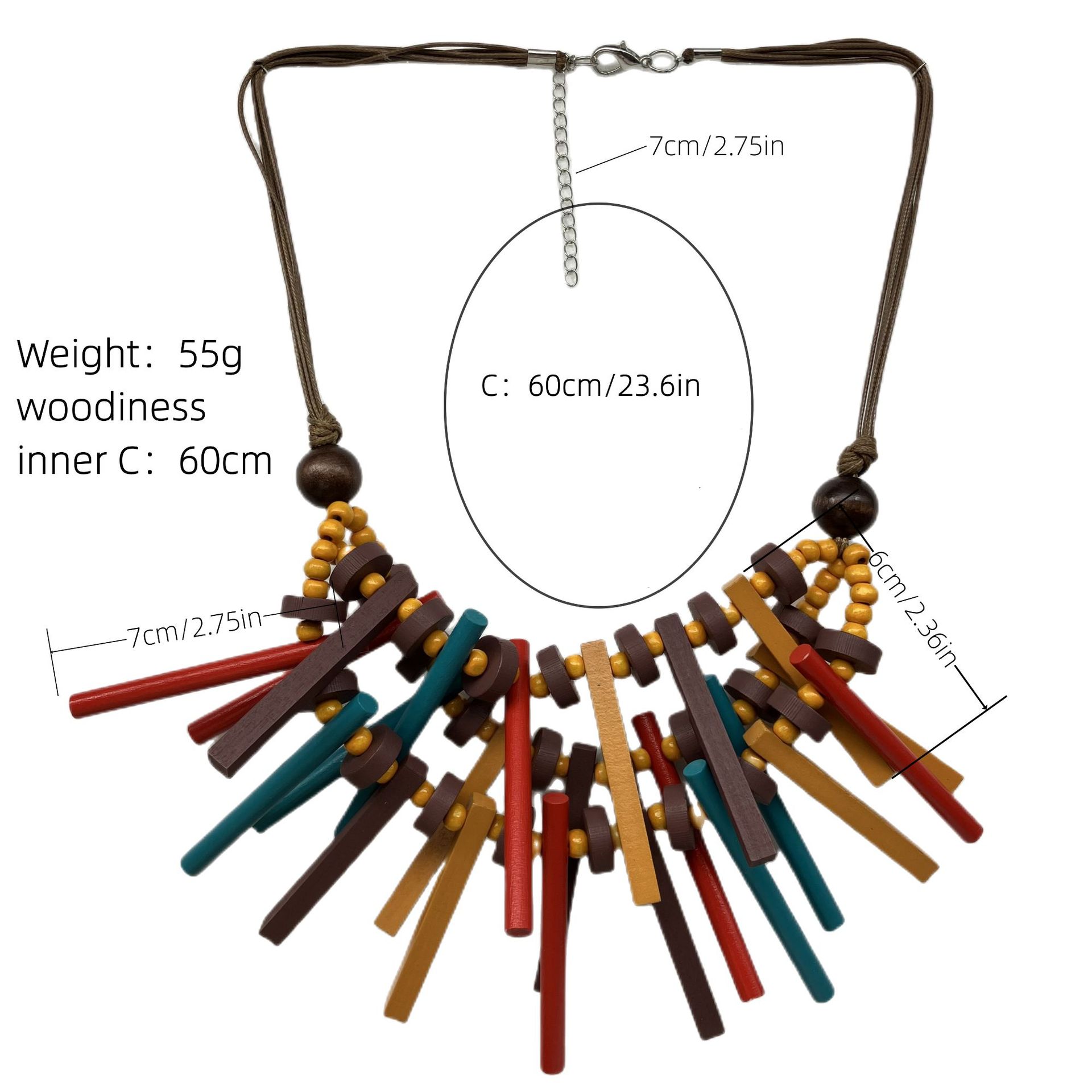 54g Weight Bohemian Geometric Colorful Wood Wholesale Necklace
