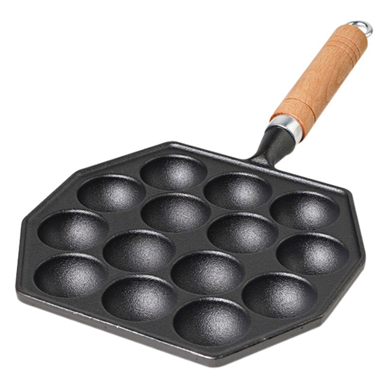 Bolas de pulpo Máquina de hierro fundido hogar no recubierto antiadherente tortilla pan de codorniz huevo quema molde de camarones para hornear pan herramienta