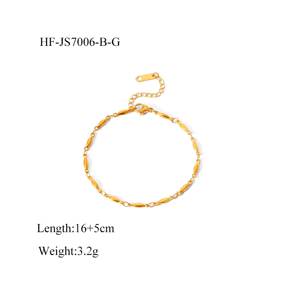 Exclusividad transfronteriza para INS Minimalista Cadena de semillas de melón de 18 quilates Collar de todo fósforo Conjunto de pulsera Fábrica de joyas al por mayor