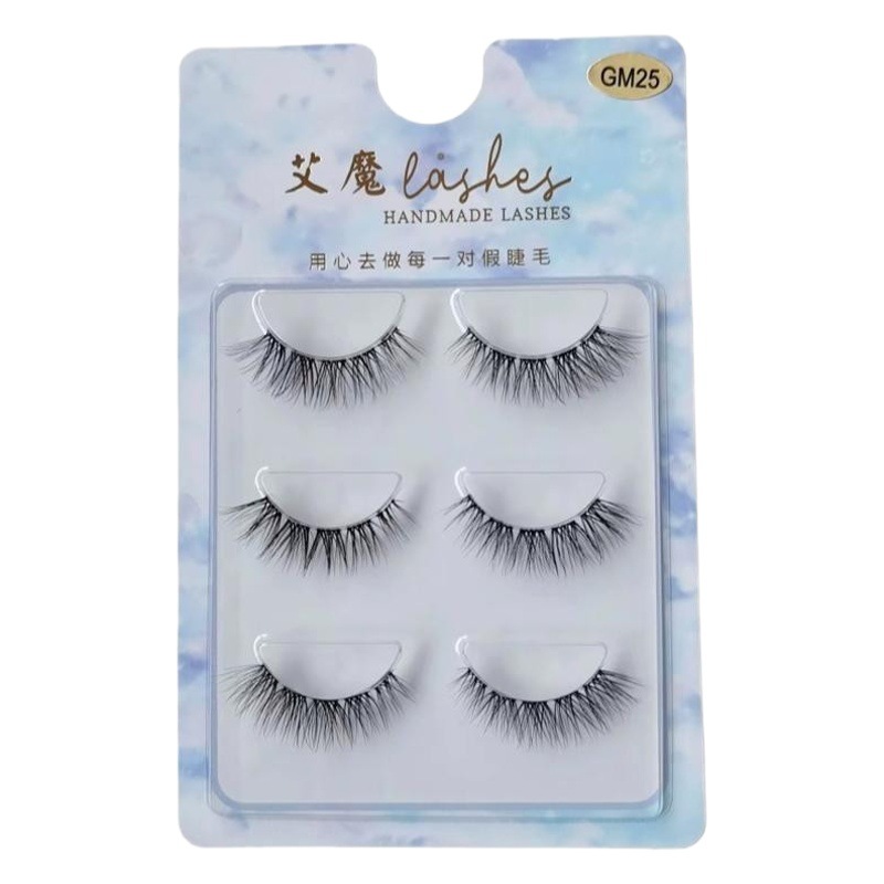 Luz europea y americana solo racimo tallo transparente 3D pestañas postizas pelo de visón artificial fibra suave tallo natural grueso Barbie GM serie