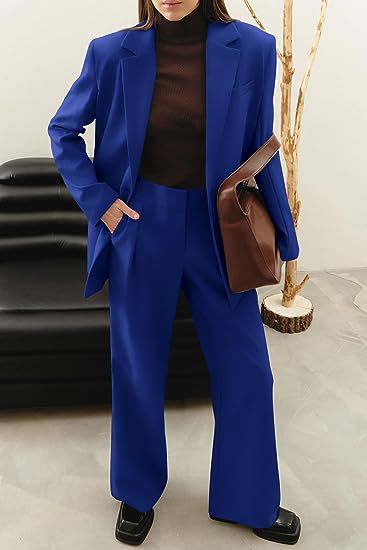 Women's Pant Set For Work Autumn Winter Professional Two Piece Outfit_voghion.com