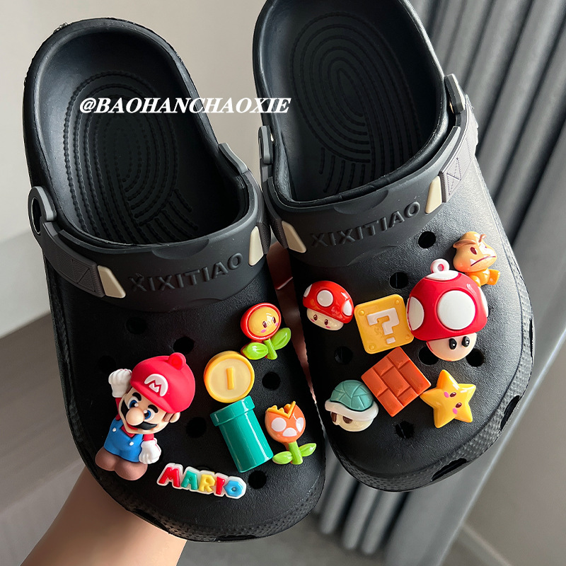Crocs Accessories DIY Mario + Mushroom Shoe Buckle Crocs Student Slippers Decorative Buckle Removable