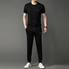 new pattern summer Short sleeved T-shirt man goods in stock Thin section Hooded trousers leisure time Viscose black Sweater suit