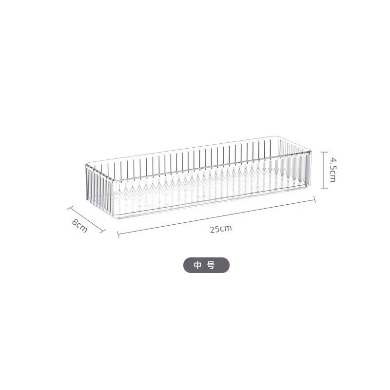 Table Storage Box, PET Striped Long Transparent Organizer — Extra Small to Large