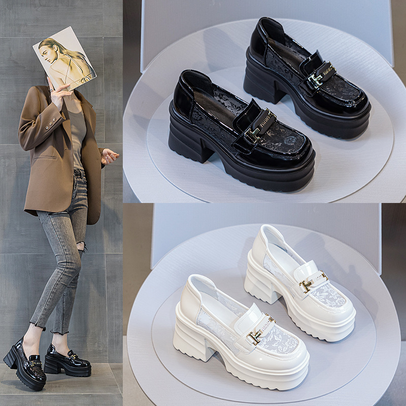 Mesh Breathable British Style Loafers for Women 2025 New Slip-On Platform Thick-Soled Jk Single Shoes Summer Small Leather Shoes