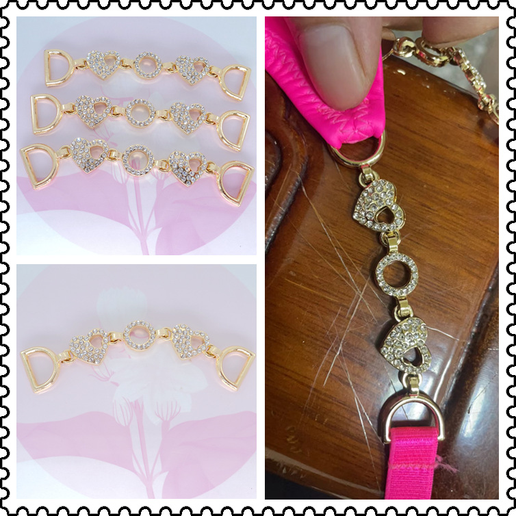 女装金属配饰泳装镶钻爱心饰品链条 情趣内衣合金小巧爱心链接件