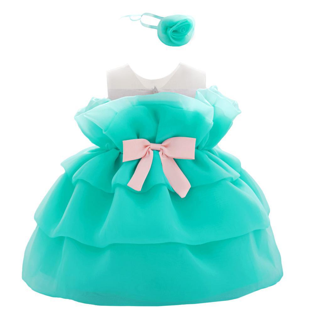 Nuevo vestido de princesa infantil transfronterizo vestido de año nuevo para niñas vestido de sujetador vestido de malla plisada vestido de rosa