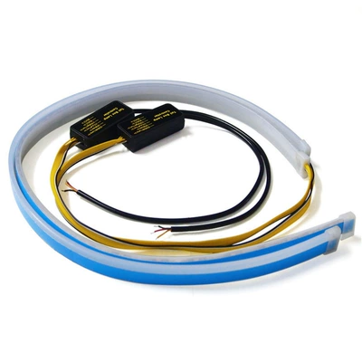 Ultra-thin daytime running light guide strip 45 60cm two-color white yellow turn signal lamp streamer lamp car decorative lamp (Gündüz işıqları)