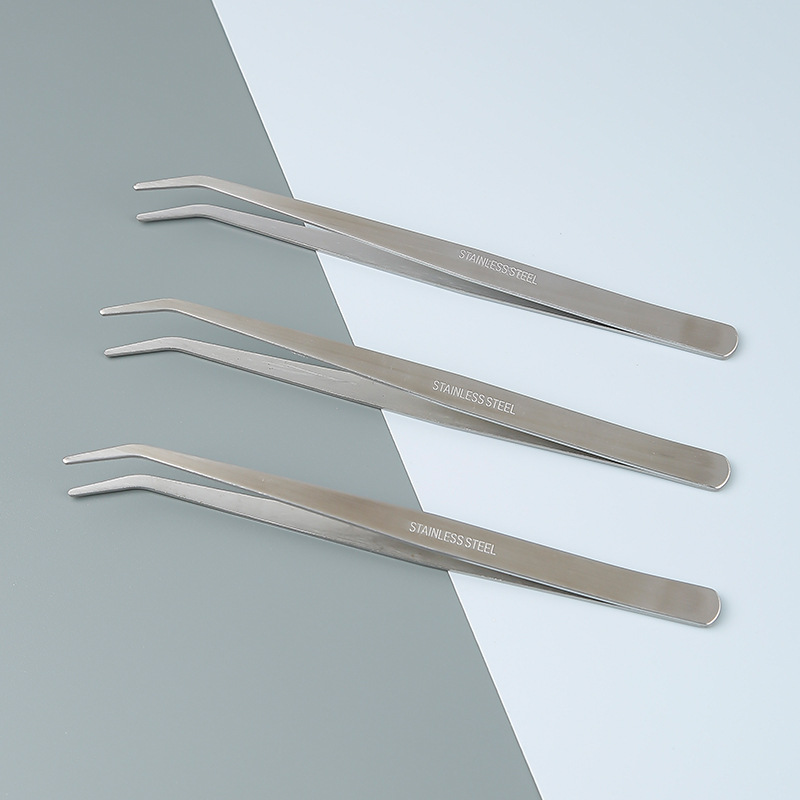厂家批发不锈钢弯头镊子 多功能夹线辅料镊子 珠宝钻石手账镊子