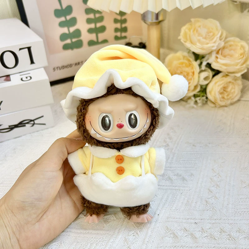 Только одежда] 17см подвеска с слепым ящиком Labubu одежда Labubu кукла детская одежда конус надевания комбинезоны милый и милый