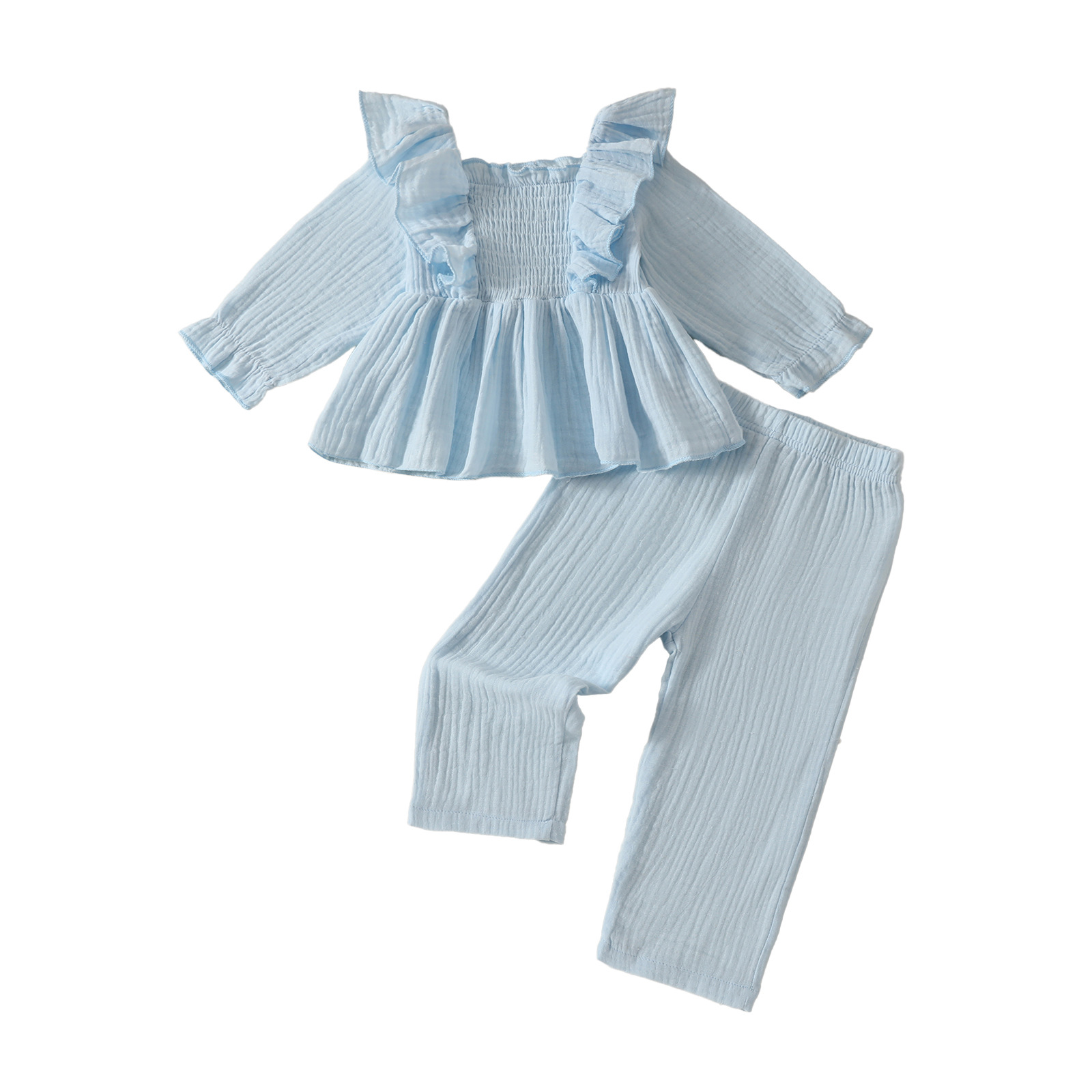 208g Weight Kids Clothing Sets Children's Clothing Type Long Sleeve Sleeve Length Cotton and Linen Fabric Type Pants Sets Sets Type 2 Pieces Set Quantity Casual, Daily Occasion Collarless Neckline Regular Fit Fit Type Solid Color Pattern Spring, Autumn Season Baby Girl'S, Girl'S Gender Simple Style Style Simple Style Solid Color Cotton And Linen Girls Clothing Sets 无