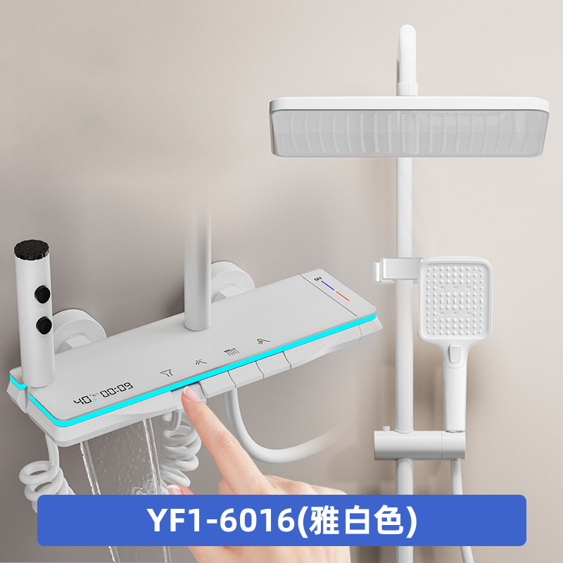 Ducha de baño doméstico conjunto de teclas de piano mixtas de pulverización presurizada de cobre caliente y frío agua superior pulverización hotel idéntico