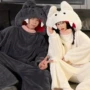 连体秋冬季抽象加厚家居服