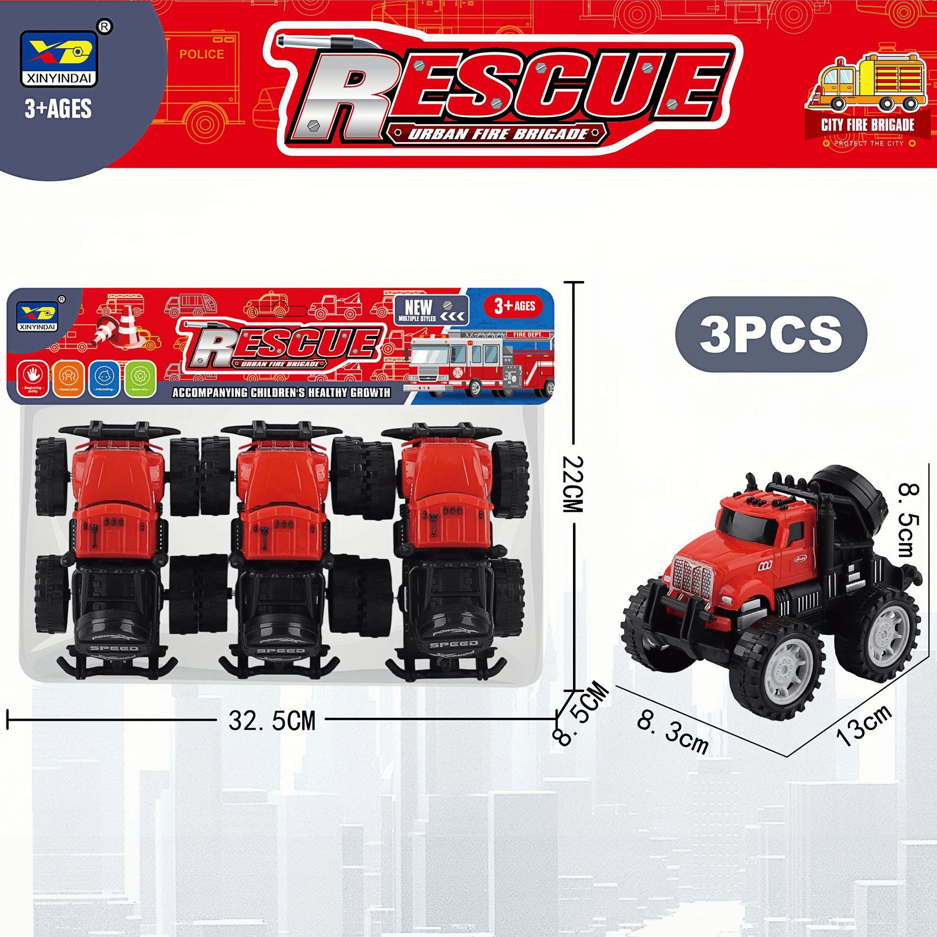 Juguete de Coche de Ingeniería de Inercia Plástico con Deslizamiento para Niños