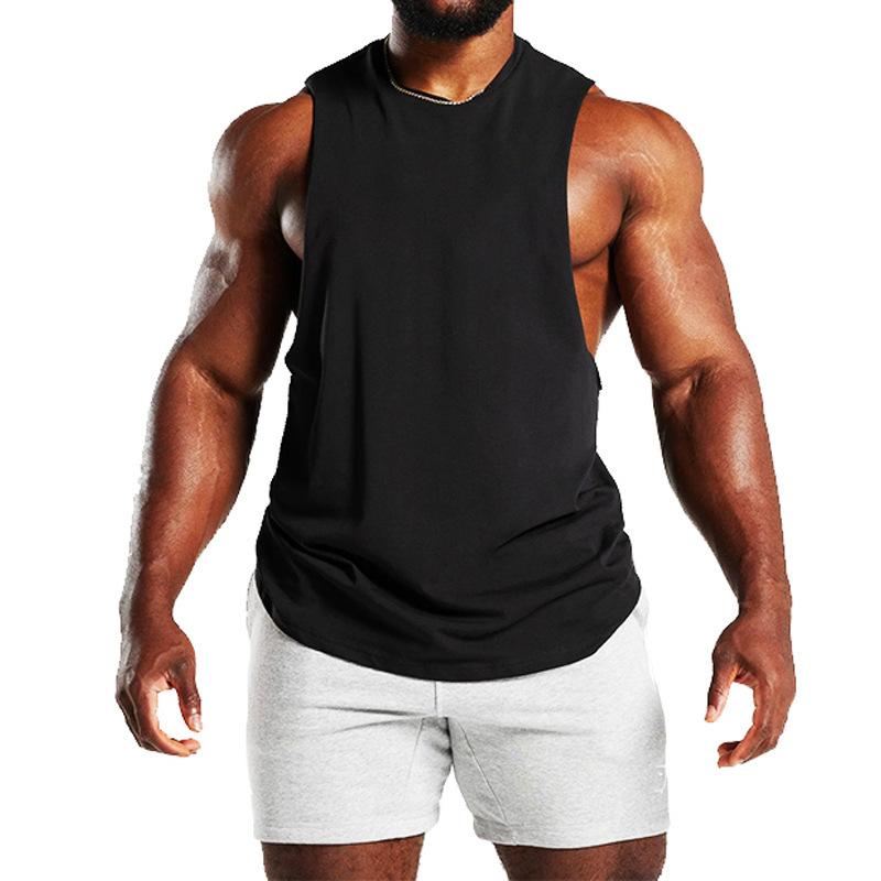 2024 Sommer Neues Fitness-Tanktop für Herren, einfarbig, sportlich, lässig, lockere Schulter-T-Shirt_voghion.com