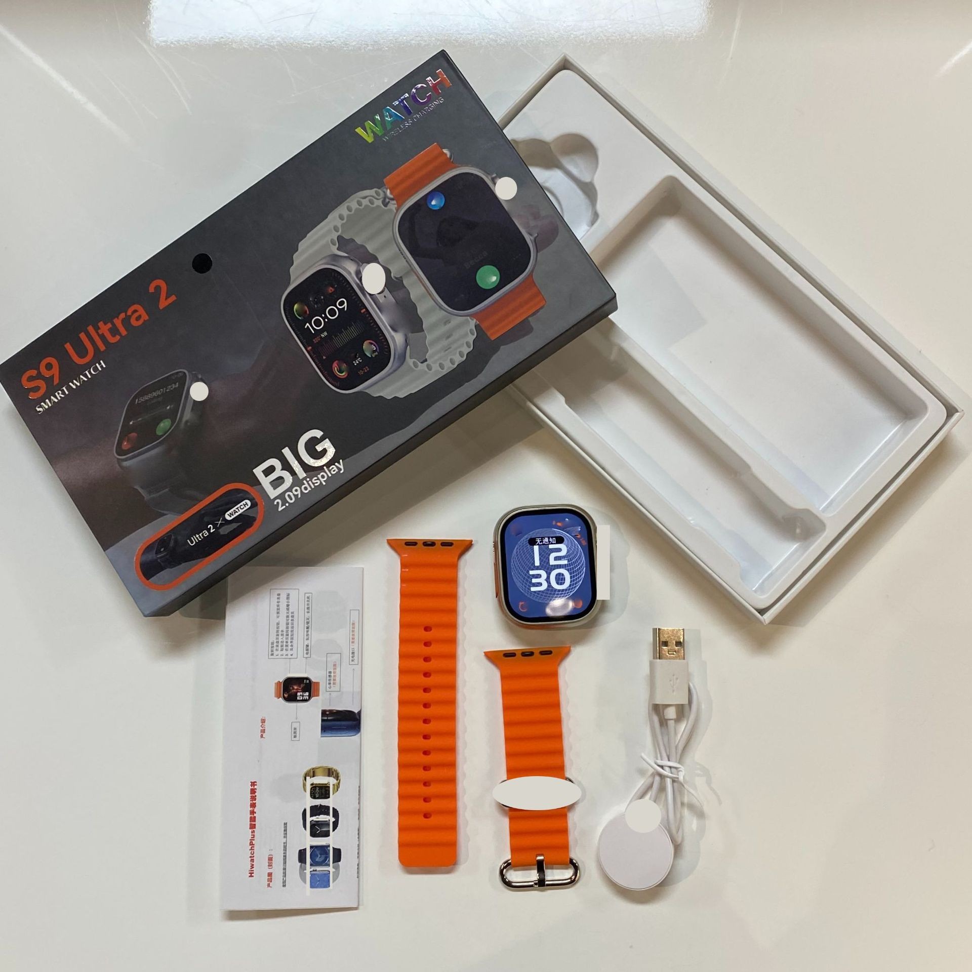 Bluetooth [multi-language s9ultra gold direct screen] compass + blood sugar + smart island + information push [double receive and one pay]