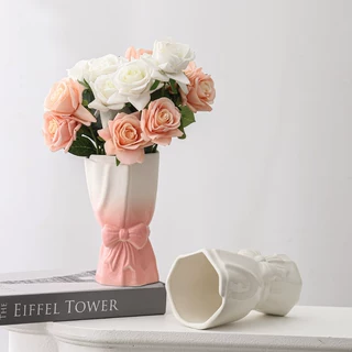 欧式手捧花花瓶摆件家居客厅艺术插花器玫瑰仿真花水培餐桌装饰品