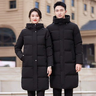 职业羽绒服90鸭绒男女同款长款冬季加厚保暖酒店前台工作服批发