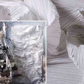 黑白三宅一生压褶可塑百褶褶皱硬挺创意造型背景布婚纱设计师面料